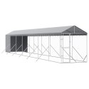 VidaXL Kojec dla psa, z dachem, srebrny, 2x14x2,5m, stal galwanizowana
