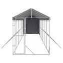 VidaXL Kojec dla psa, z dachem, srebrny, 2x14x2,5m, stal galwanizowana