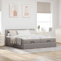 VidaXL Rama łóżka otomana z materacami, taupe, 180x200 cm, tkanina
