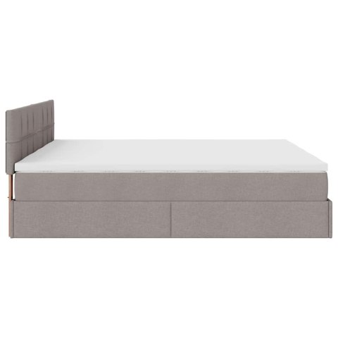 VidaXL Rama łóżka otomana z materacami, taupe, 180x200 cm, tkanina
