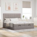 VidaXL Rama łóżka otomana z materacami, taupe, 180x200 cm, tkanina