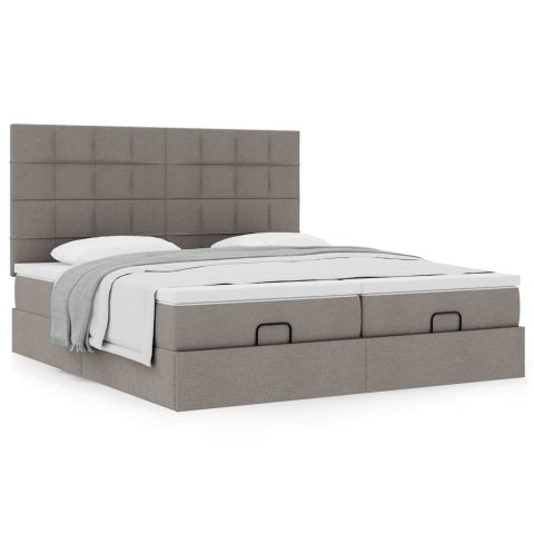 VidaXL Rama łóżka otomana z materacami, taupe, 180x200 cm, tkanina
