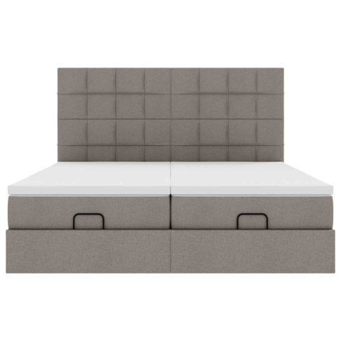 VidaXL Rama łóżka otomana z materacami, taupe, 180x200 cm, tkanina