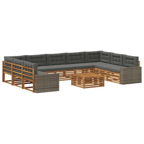 VidaXL Zestaw sof na zewnątrz 10 pcs Naturalny i Antracytowy