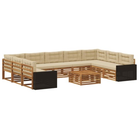 VidaXL Zestaw sof na zewnątrz z poduszką 10 pcs Naturalny i Beżowy