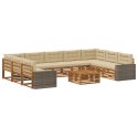 VidaXL Zestaw sof na zewnątrz z poduszką 10 pcs Naturalny i Beżowy