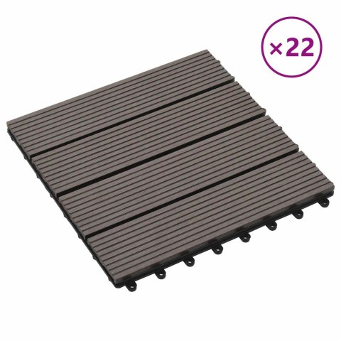VidaXL Płytka Tarasowa 22 pcs Ciemny brąz 30 x 30 cm