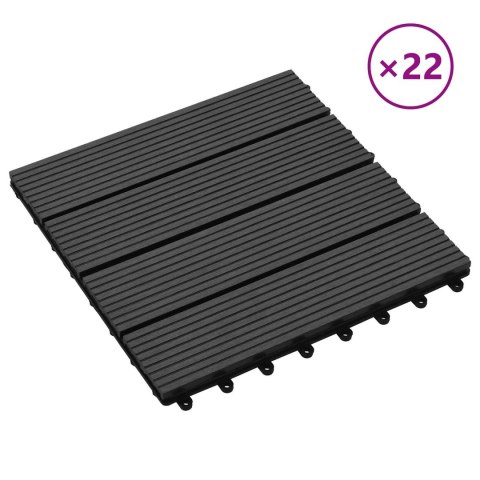 VidaXL Płytka Tarasowa 22 pcs Czarny 30 x 30 cm