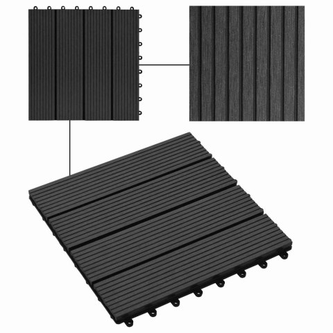 VidaXL Płytka Tarasowa 22 pcs Czarny 30 x 30 cm