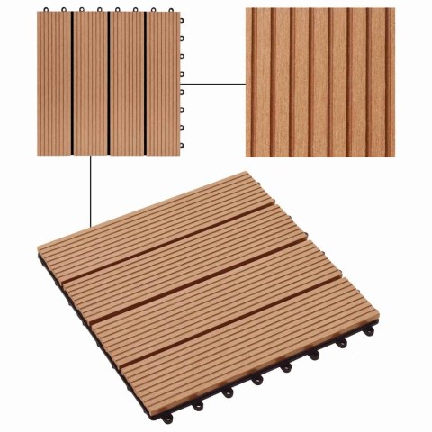 VidaXL Płytka Tarasowa 22 pcs Drewno tekowe 30 x 30 cm