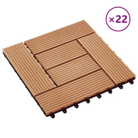 VidaXL Płytka Tarasowa 22 pcs Drewno tekowe 30 x 30 cm