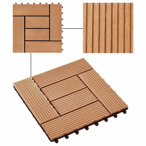 VidaXL Płytka Tarasowa 22 pcs Drewno tekowe 30 x 30 cm