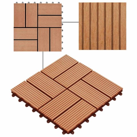 VidaXL Płytka Tarasowa 22 pcs Drewno tekowe 30 x 30 cm