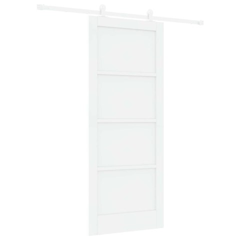 VidaXL Drzwi przesuwne Biały 83 x 202 cm Lite drewno sosnowe