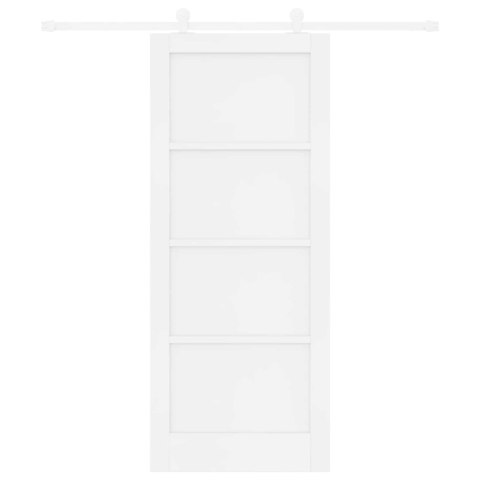 VidaXL Drzwi przesuwne Biały 83 x 202 cm Lite drewno sosnowe
