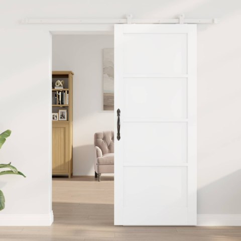 VidaXL Drzwi przesuwne Biały 83 x 202 cm Lite drewno sosnowe