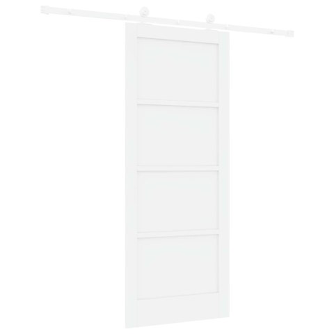 VidaXL Drzwi przesuwne Biały 83 x 202 cm Lite drewno sosnowe
