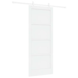VidaXL Drzwi przesuwne Biały 83 x 202 cm Lite drewno sosnowe