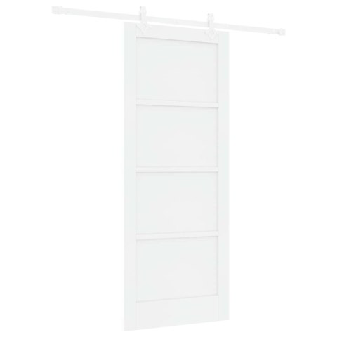 VidaXL Drzwi przesuwne Biały 83 x 202 cm Lite drewno sosnowe