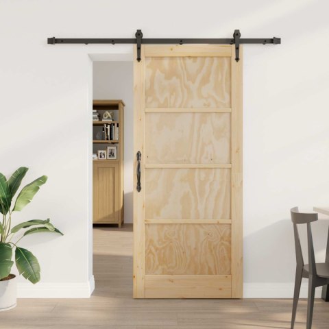 VidaXL Drzwi przesuwne ORKDAL Naturalny i czarny 86 x 198,5 cm