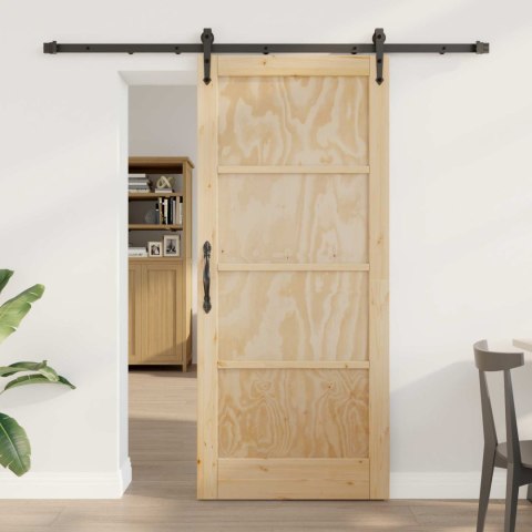 VidaXL Drzwi przesuwne ORKDAL Naturalny i czarny 86 x 198,5 cm