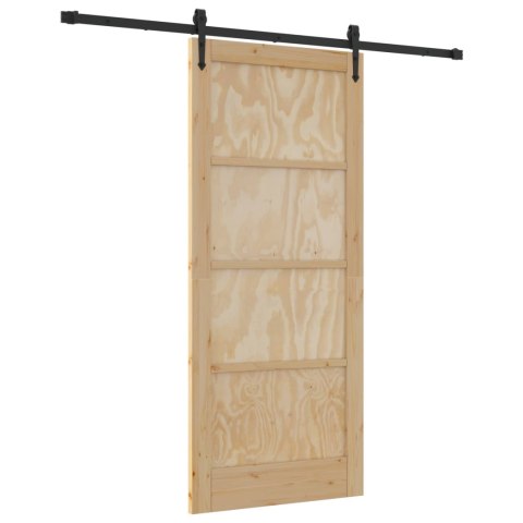VidaXL Drzwi przesuwne ORKDAL Naturalny i czarny 86 x 198,5 cm