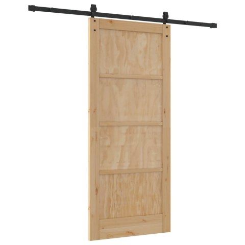 VidaXL Drzwi przesuwne ORKDAL Naturalny i czarny 86 x 198,5 cm
