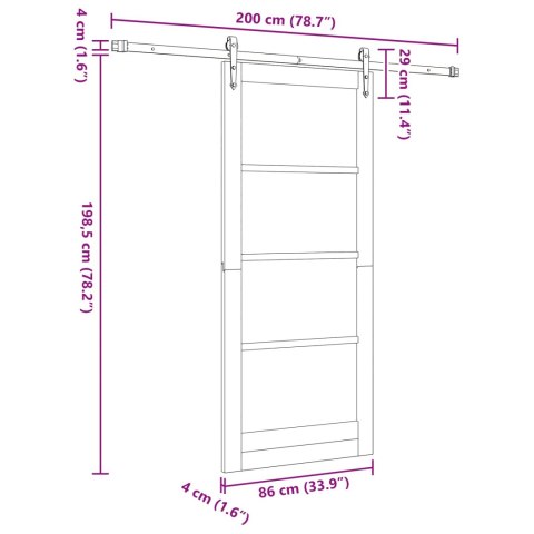 VidaXL Drzwi przesuwne ORKDAL Naturalny i czarny 86 x 198,5 cm