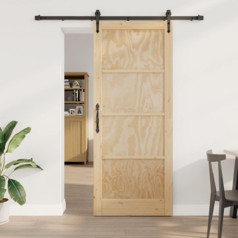 VidaXL Drzwi przesuwne ORKDAL Naturalny i czarny 86 x 211 cm