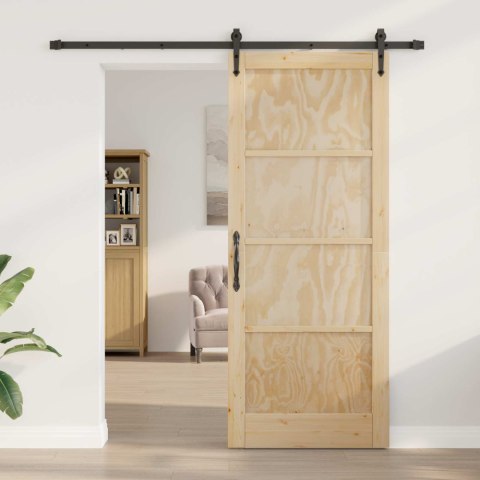 VidaXL Drzwi przesuwne ORKDAL Naturalny i czarny 86 x 211 cm