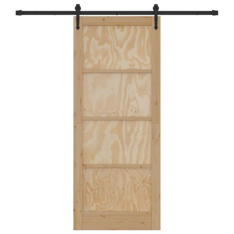 VidaXL Drzwi przesuwne ORKDAL Naturalny i czarny 86 x 211 cm