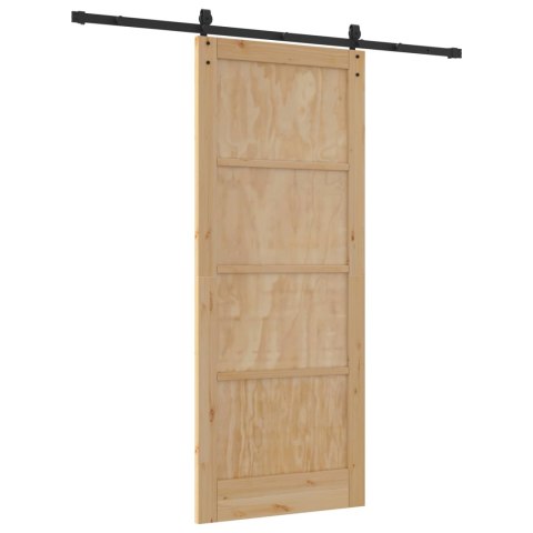 VidaXL Drzwi przesuwne ORKDAL Naturalny i czarny 86 x 211 cm