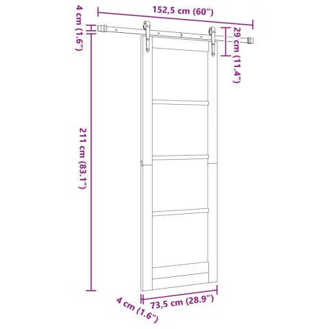 VidaXL Drzwi przesuwne ORKDAL naturalny 73,5 x 211 cm