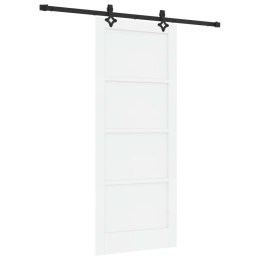 VidaXL Drzwi przesuwne biały i czarny 83 x 202 cm Lite drewno sosnowe
