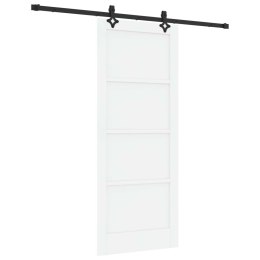 VidaXL Drzwi przesuwne biały i czarny 83 x 202 cm Lite drewno sosnowe