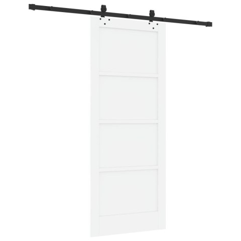VidaXL Drzwi przesuwne biały i czarny 83 x 202 cm Lite drewno sosnowe