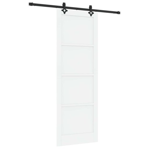 VidaXL Drzwi przesuwne biały i czarny 83 x 232 cm Lite drewno sosnowe