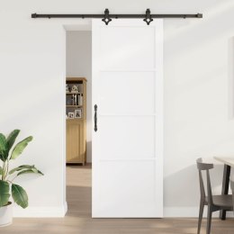 VidaXL Drzwi przesuwne biały i czarny 83 x 232 cm Lite drewno sosnowe