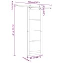 VidaXL Drzwi przesuwne biały i czarny 83 x 232 cm Lite drewno sosnowe