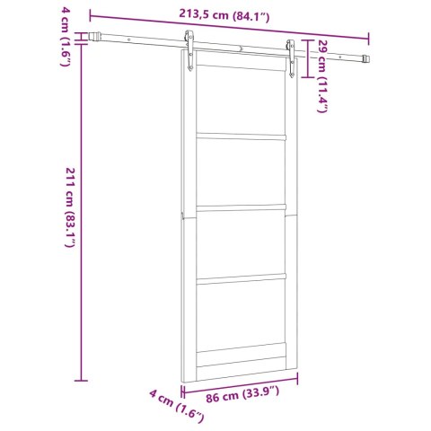 VidaXL Drzwi przesuwne ORKDAL naturalny 86 x 211 cm