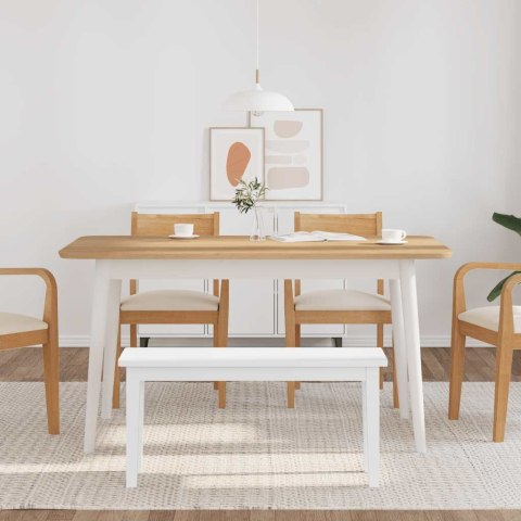 VidaXL Ławka 90 cm Biała lite drewno guma