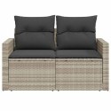 VidaXL Sofa ogrodowa z poduszkami, 2-osobowa, jasnoszara, polirattan