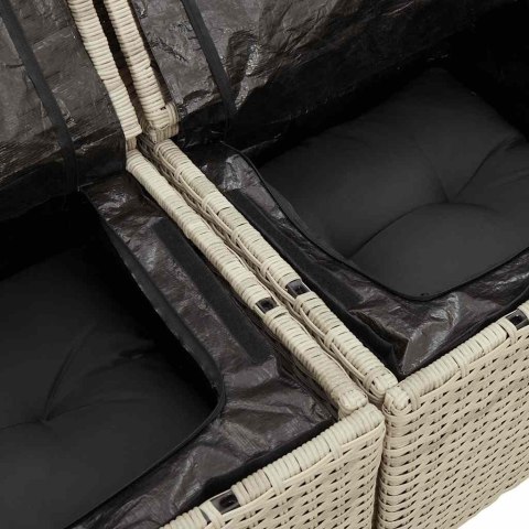 VidaXL Sofa ogrodowa z poduszkami, 2-osobowa, jasnoszara, polirattan