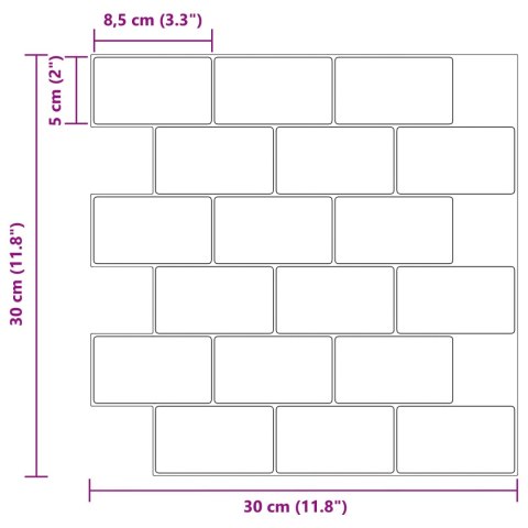 VidaXL Kafelka subway 10 pcs Biały 30 x 30 cm Poliuretan i PET