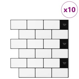 VidaXL Kafelka subway 10 pcs Biały czarny 30 x 30 cm Poliuretan i PET