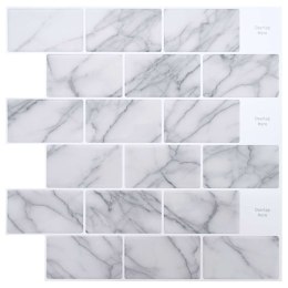 VidaXL Kafelka subway 10 pcs Biały marmur 30 x 30 cm Poliuretan i PET