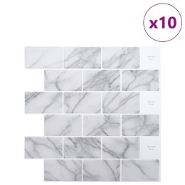 VidaXL Kafelka subway 10 pcs Biały marmur 30 x 30 cm Poliuretan i PET