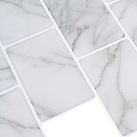 VidaXL Kafelka subway 10 pcs Biały marmur 30 x 30 cm Poliuretan i PET