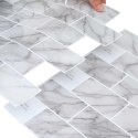 VidaXL Kafelka subway 10 pcs Biały marmur 30 x 30 cm Poliuretan i PET