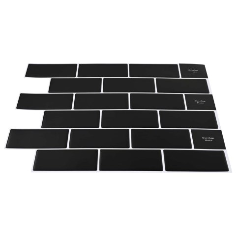 VidaXL Kafelka subway 10 pcs Czarny 30 x 30 cm Poliuretan i PET